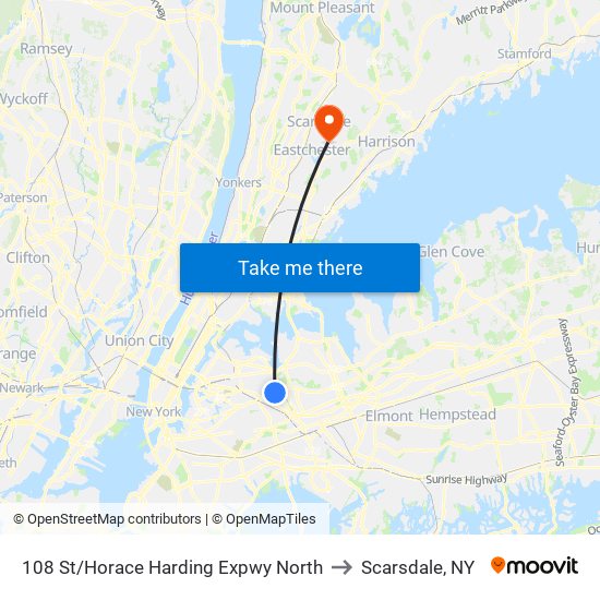108 St/Horace Harding Expwy North to Scarsdale, NY map