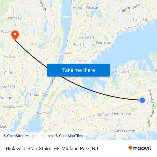 Hicksville Sta / Stairs to Midland Park, NJ map