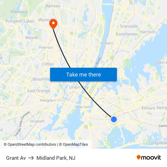 Grant Av to Midland Park, NJ map