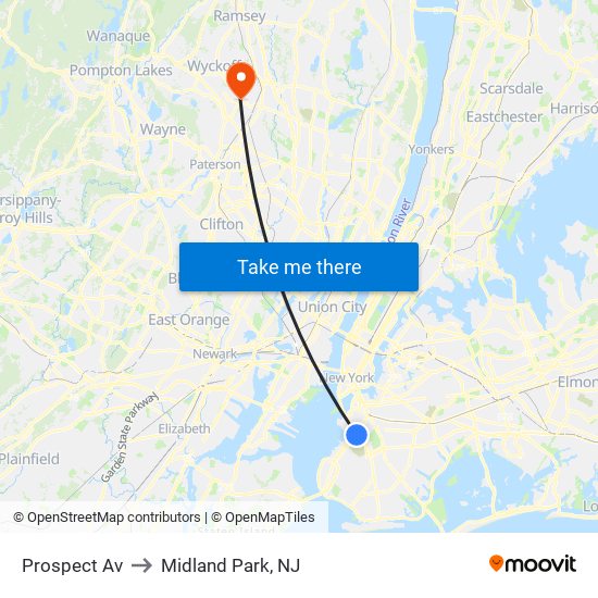 Prospect Av to Midland Park, NJ map