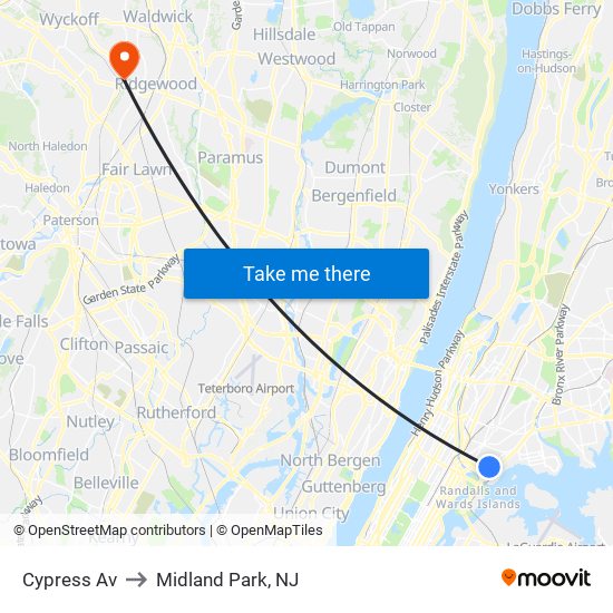 Cypress Av to Midland Park, NJ map