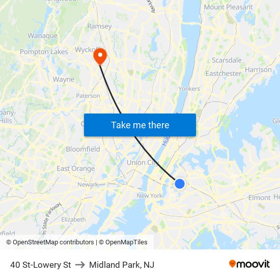 40 St-Lowery St to Midland Park, NJ map