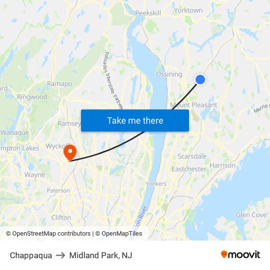 Chappaqua to Midland Park, NJ map