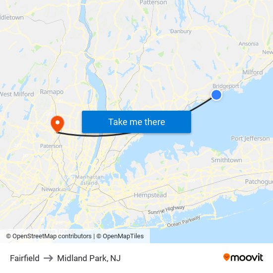 Fairfield to Midland Park, NJ map