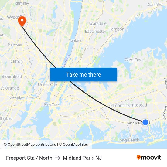 Freeport Sta / North to Midland Park, NJ map