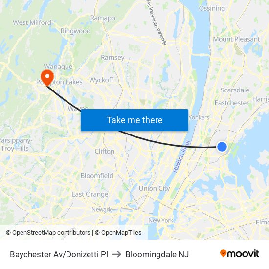 Baychester Av/Donizetti Pl to Bloomingdale NJ map