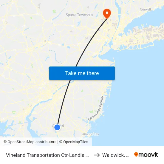Vineland Transportation Ctr-Landis Ave to Waldwick, NJ map