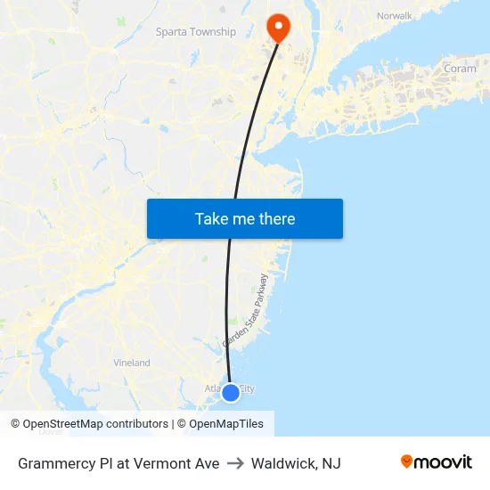 Grammercy Pl at Vermont Ave to Waldwick, NJ map