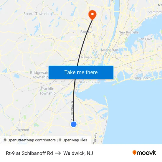 Rt-9 at Schibanoff Rd to Waldwick, NJ map