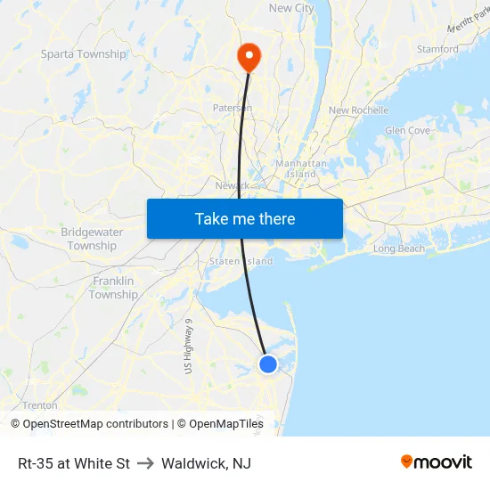 Rt-35 at White St to Waldwick, NJ map