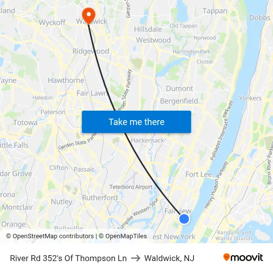 River Rd 352's Of Thompson Ln to Waldwick, NJ map