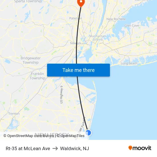 Rt-35 at McLean Ave to Waldwick, NJ map