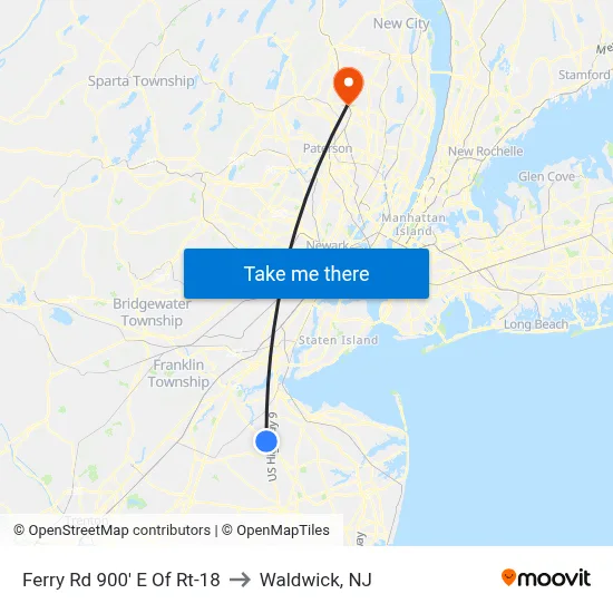 Ferry Rd 900' E Of Rt-18 to Waldwick, NJ map