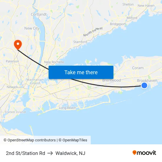 2nd St/Station Rd to Waldwick, NJ map