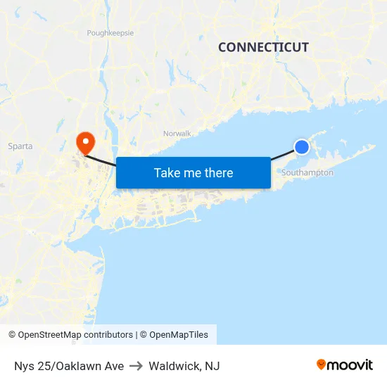 Nys 25/Oaklawn Ave to Waldwick, NJ map