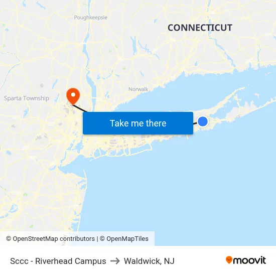 Sccc - Riverhead Campus to Waldwick, NJ map