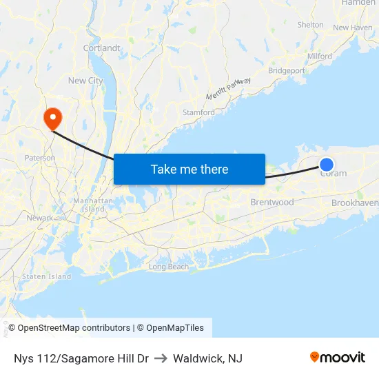 Nys 112/Sagamore Hill Dr to Waldwick, NJ map