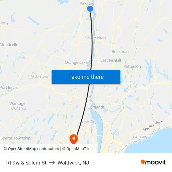 Rt 9w & Salem St to Waldwick, NJ map