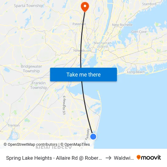Spring Lake Heights - Allaire Rd @ Robertson Park (Southbound) to Waldwick, NJ map