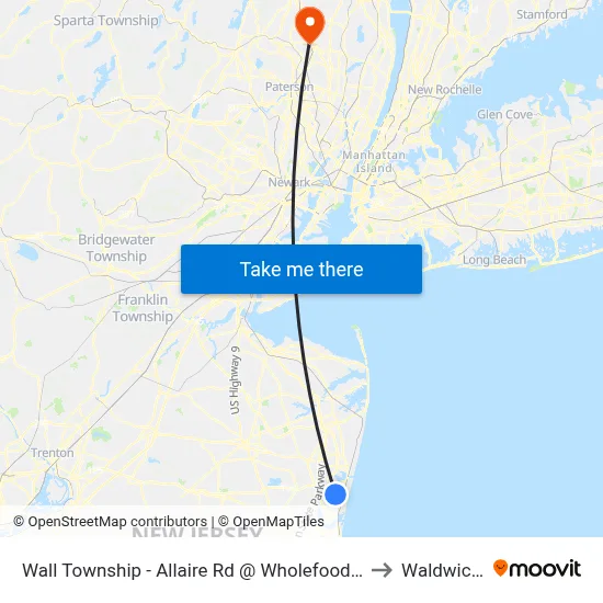 Wall Township - Allaire Rd @ Wholefoods (Northbound) to Waldwick, NJ map