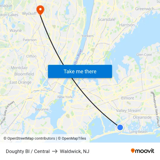 Doughty Bl / Central to Waldwick, NJ map
