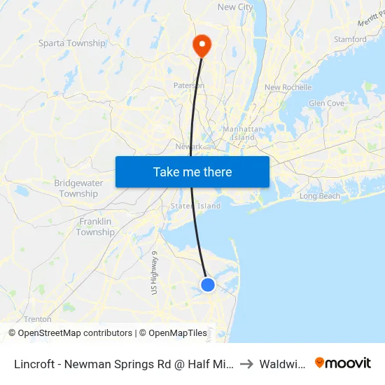 Lincroft - Newman Springs Rd @ Half Mile Rd (Northbound) to Waldwick, NJ map