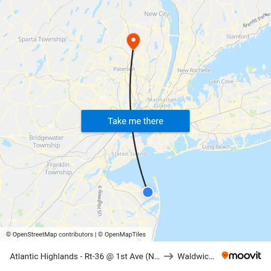 Atlantic Highlands - Rt-36 @ 1st Ave (Northbound) to Waldwick, NJ map