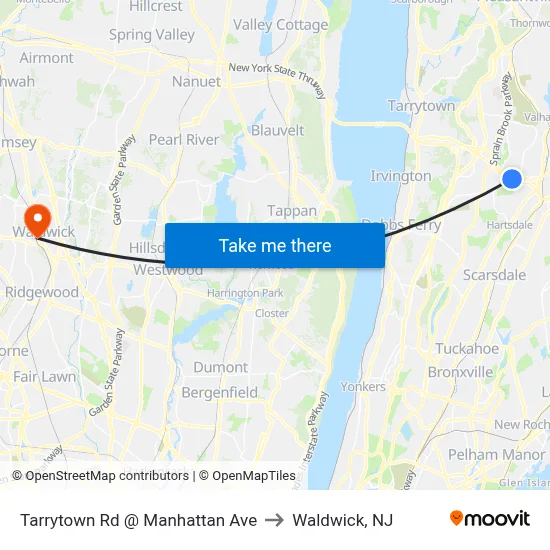 Tarrytown Rd @ Manhattan Ave to Waldwick, NJ map