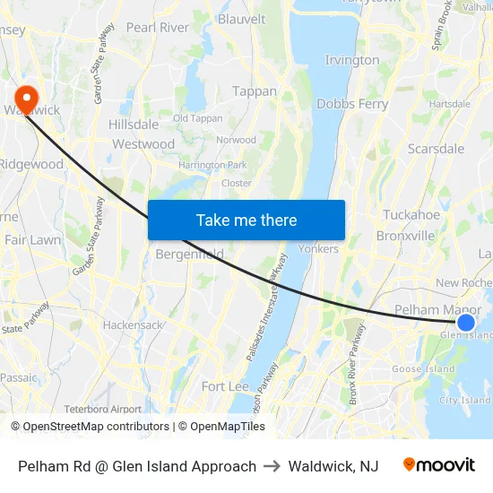 Pelham Rd @ Glen Island Approach to Waldwick, NJ map