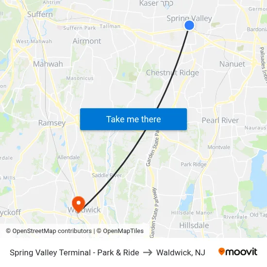 Spring Valley Terminal - Park & Ride to Waldwick, NJ map