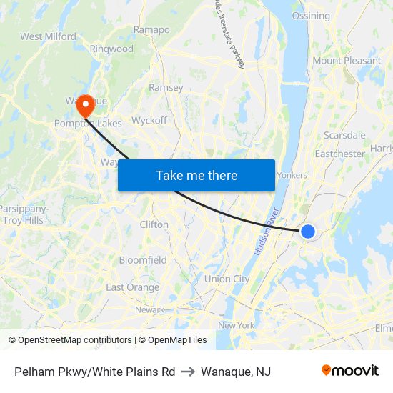 Pelham Pkwy/White Plains Rd to Wanaque, NJ map