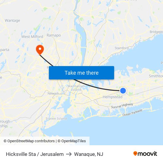 Hicksville Sta / Jerusalem to Wanaque, NJ map