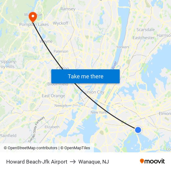 Howard Beach-Jfk Airport to Wanaque, NJ map