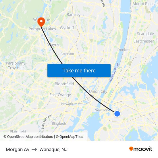 Morgan Av to Wanaque, NJ map