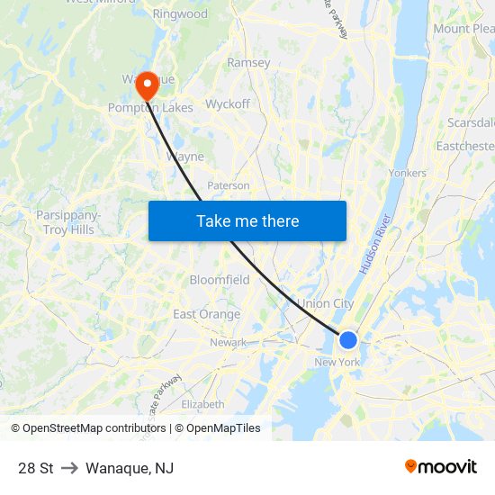 28 St to Wanaque, NJ map