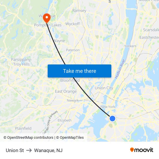 Union St to Wanaque, NJ map