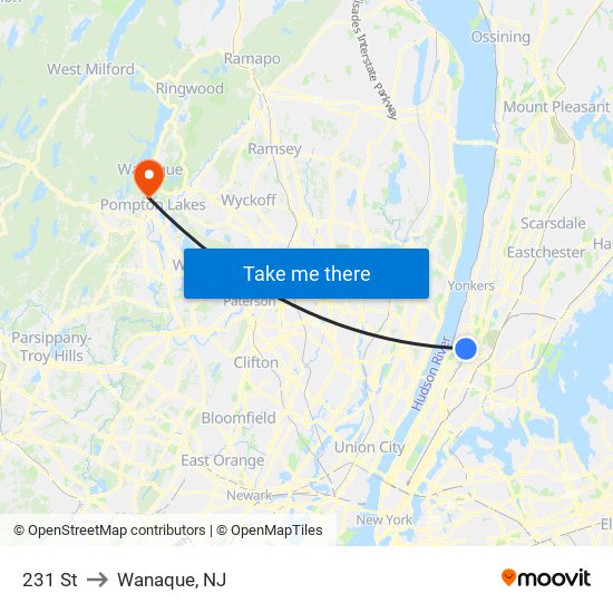 231 St to Wanaque, NJ map