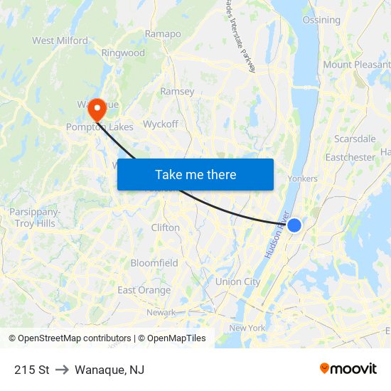 215 St to Wanaque, NJ map