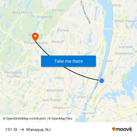 191 St to Wanaque, NJ map