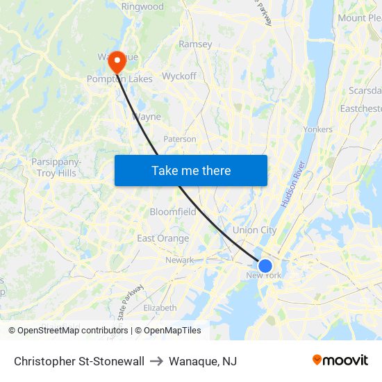 Christopher St-Stonewall to Wanaque, NJ map