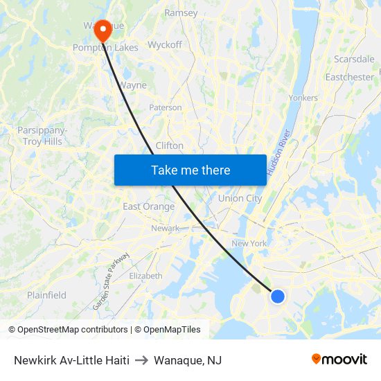 Newkirk Av-Little Haiti to Wanaque, NJ map