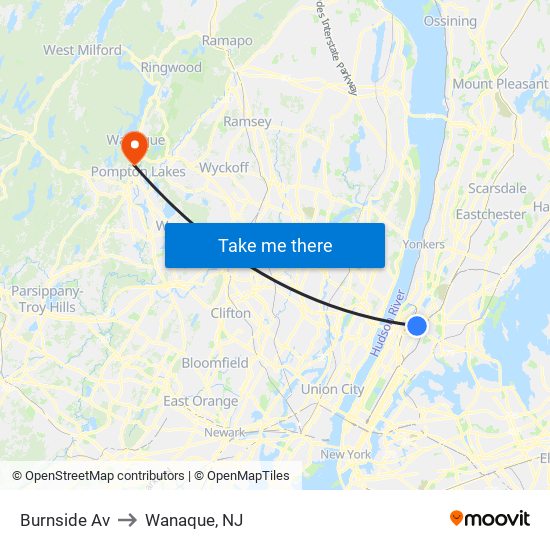 Burnside Av to Wanaque, NJ map