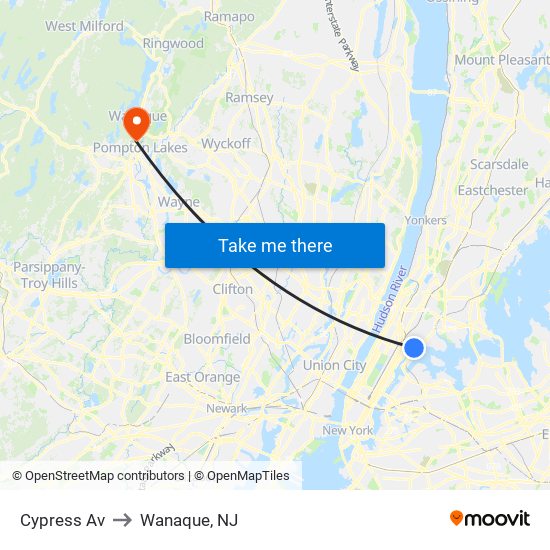 Cypress Av to Wanaque, NJ map