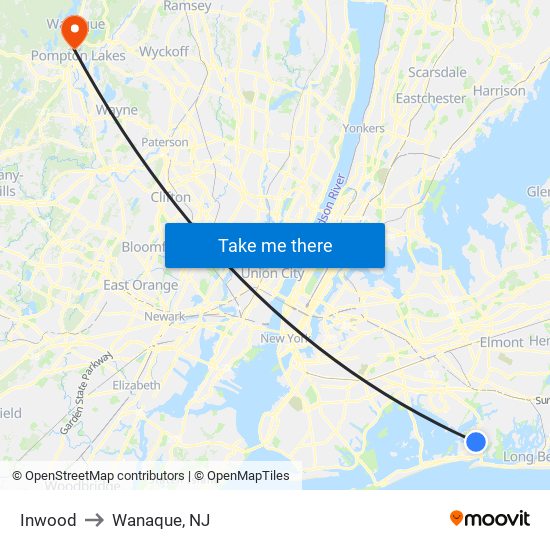 Inwood to Wanaque, NJ map