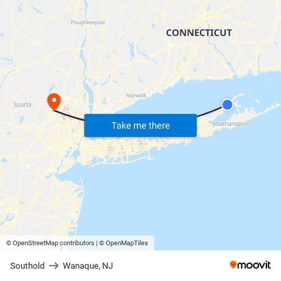 Southold to Wanaque, NJ map