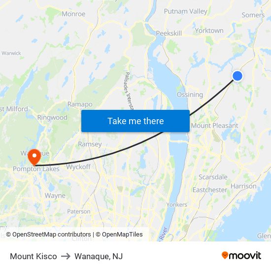 Mount Kisco to Wanaque, NJ map