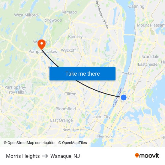 Morris Heights to Wanaque, NJ map