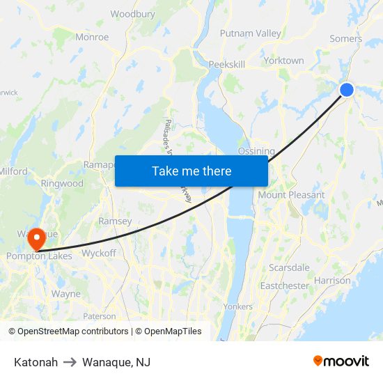 Katonah to Wanaque, NJ map