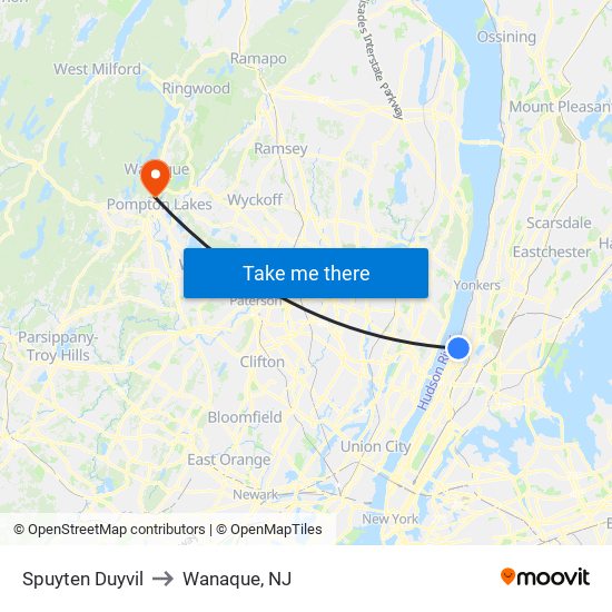 Spuyten Duyvil to Wanaque, NJ map