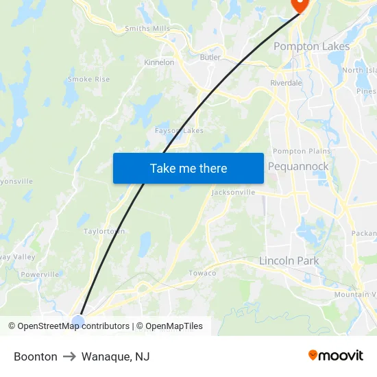Boonton to Wanaque, NJ map